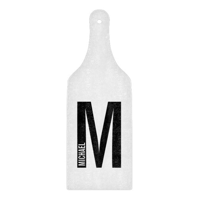 Planche À Découper Monogramme et nom personnalisés modernes (Devant)