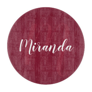 Planche À Découper Monogramme et nom personnalisés modernes Burgundy