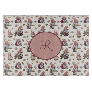 Planche À Découper Monogramme Gnomes Cuisson, Cupcakes, Donuts, Migno