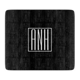 Planche À Découper Monogramme Initiales 3 Modernes Gras Blanc Sur N