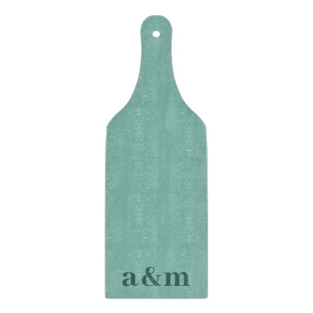 Planche À Découper Monogramme Initiales De Couple Bleu Sarcelle Minim (Devant)