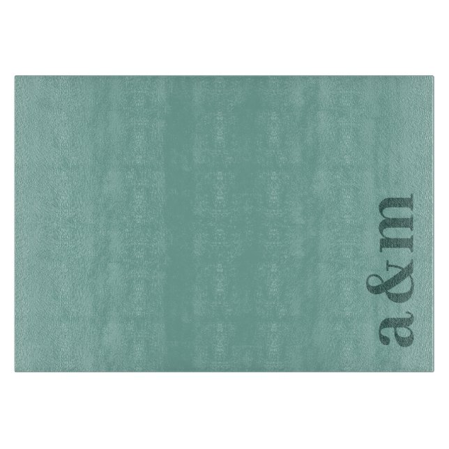 Planche À Découper Monogramme Initiales De Couple Bleu Sarcelle Minim (Devant)