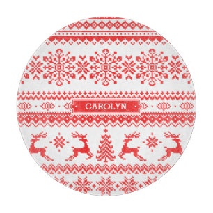 Planche À Découper Monogramme juste rouge de motif d'île de chandail