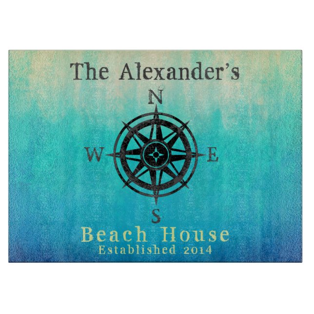 Planche À Découper Monogramme marin Ombre turquoise (Devant)