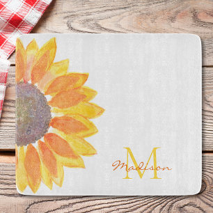 Planche À Découper Monogramme Nom Tournesol