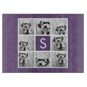 Planche À Découper Monogramme personnalisé Eggplant et White Photo C