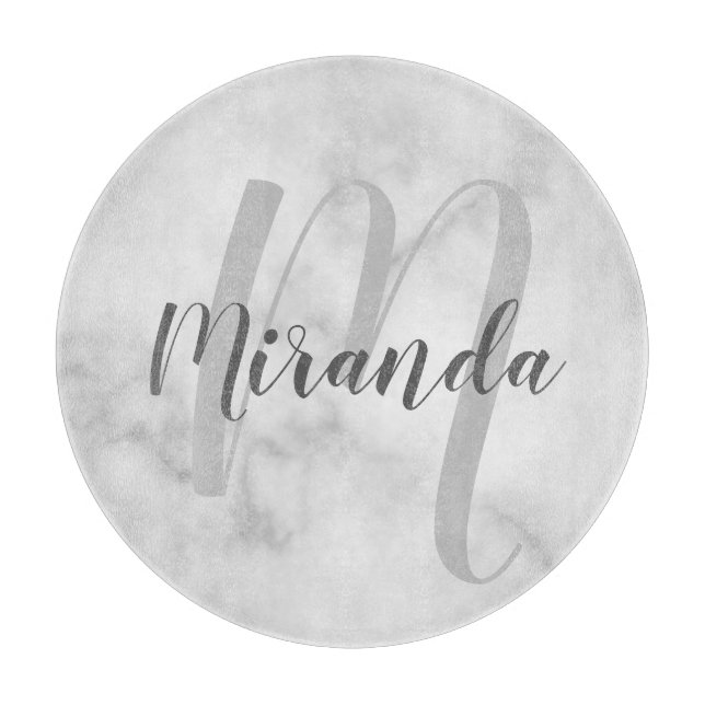 Planche À Découper Monogramme personnalisé et marbre de nom (Devant)