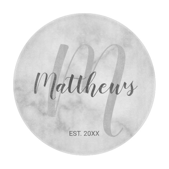 Planche À Découper Monogramme personnalisé et marbre de nom de famill (Devant)