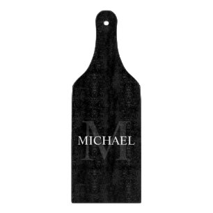 Planche À Découper Monogramme personnalisé et nom noir