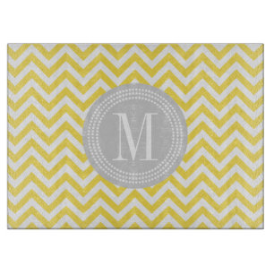 Planche À Découper Monogramme personnalisé par zigzag jaune de