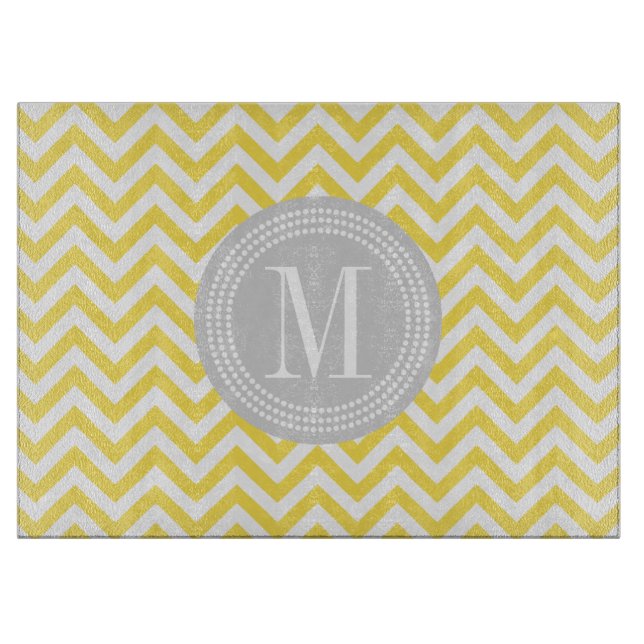 Planche À Découper Monogramme personnalisé par zigzag jaune de (Devant)