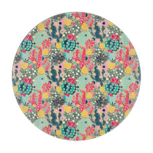 Planche À Découper Monogramme   Polka coloré Motif de cactus à poin