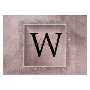 Planche À Découper Monogramme rose Parties scintillant or