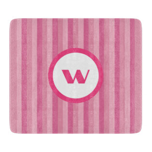 Planche À Découper Monogramme rose rustique et rayures