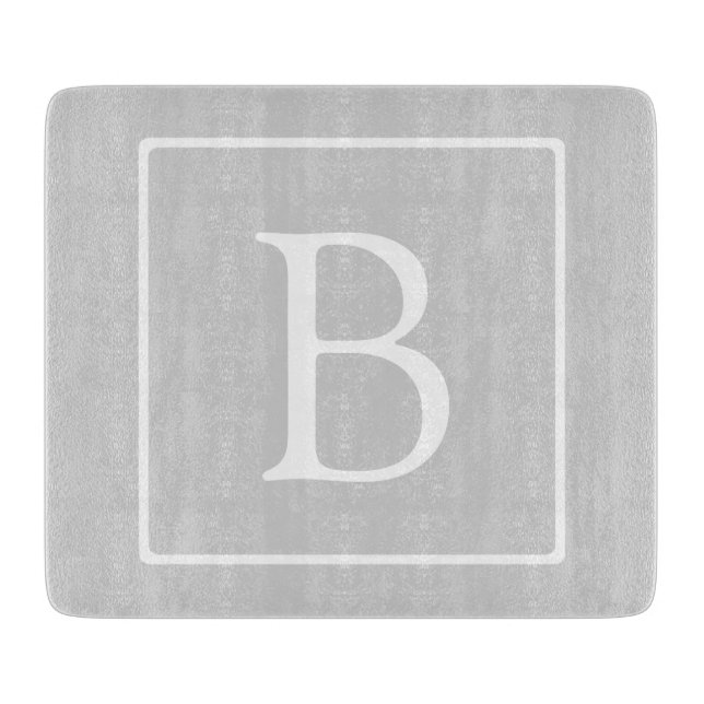 Planche À Découper Monogramme simple gris clair (Devant)