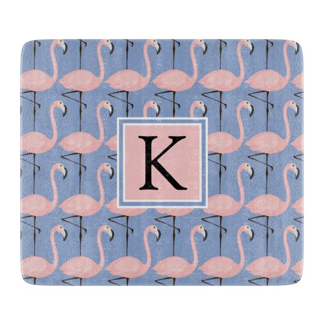 Planche À Découper Monogramme tendre du motif | de Flamant rose (Devant)