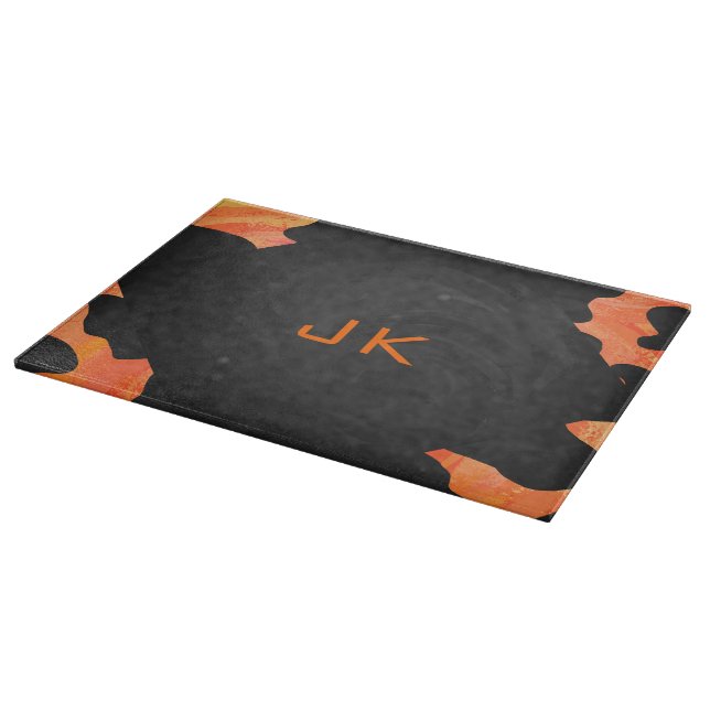 Planche À Découper Monogramme vache noir et orange Impression (Coin)