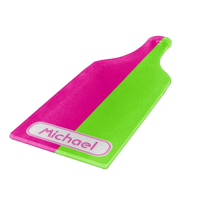 Planche À Découper Monogramme vert rose rose néon moderne (Coin)