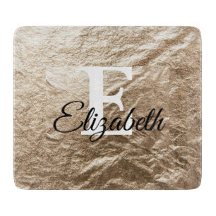 Planche À Découper Monogramme vintage typographie or écroulé papier