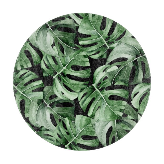 Planche À Découper Monstère foncée : Aquarelle tropicale Imprimer. (Devant)