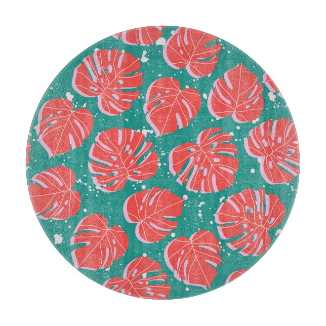Planche À Découper Monstère rouge : motif tropical vert (Devant)