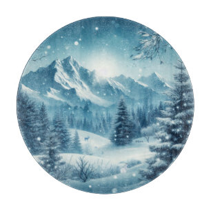 Planche À Découper Montagne d'hiver de neige