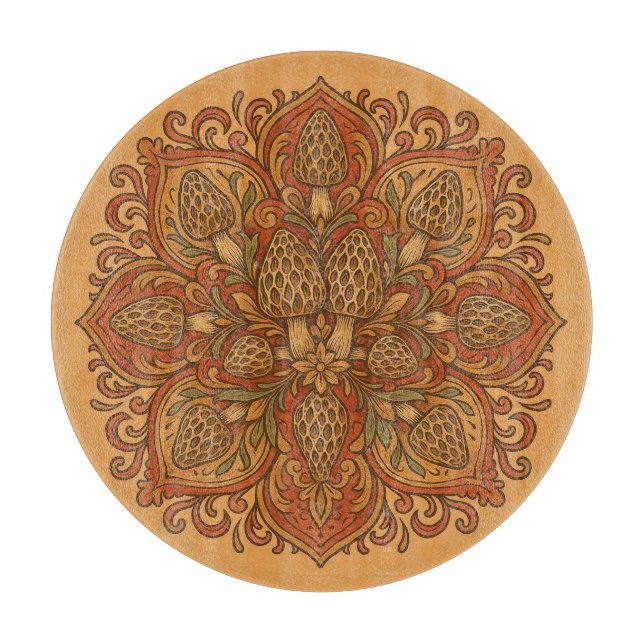 Planche À Découper Morel Mushroom Mandala (Devant)