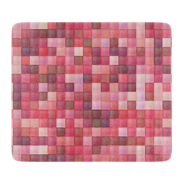 Planche À Découper Mosaïque Carré rose et violet (Devant)