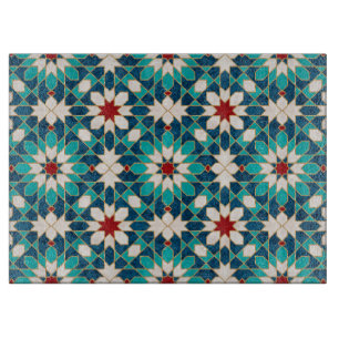Planche À Découper Mosaïque marocaine de marbre blanc Turquoise bleu 