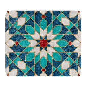 Planche À Découper Mosaïque marocaine de marbre blanc Turquoise bleu 