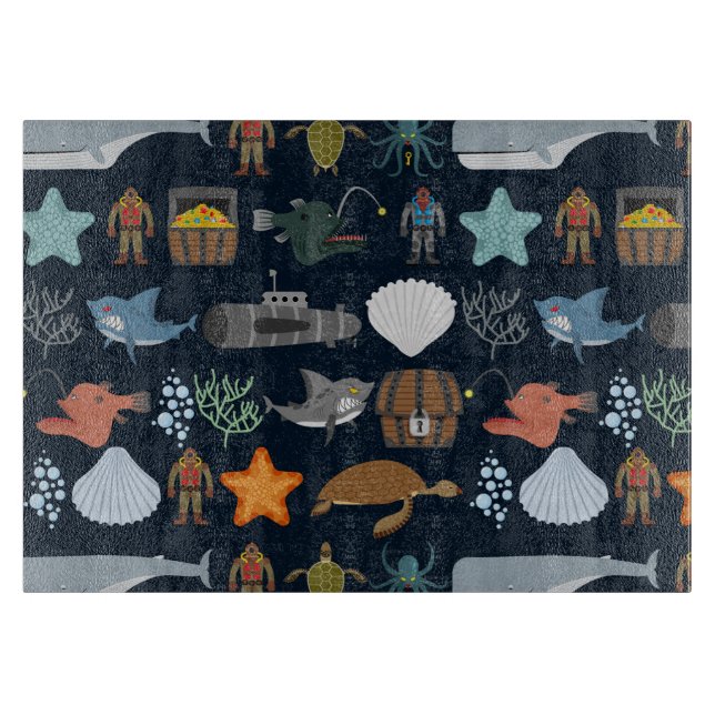 Planche À Découper Motif 1 d'habitants d'océan (Devant)