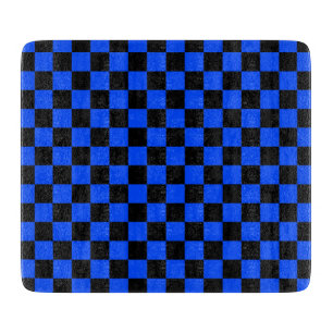 Planche À Découper Motif à carreaux bleus et noirs
