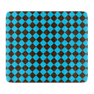 Planche À Découper Motif à carreaux diamant bleu marron