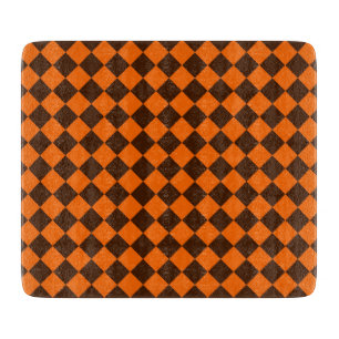 Planche À Découper Motif à carreaux diamant marron orange