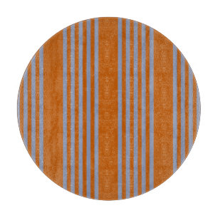 Planche À Découper Motif à cinq bandes bleu-gris et orange brûlé