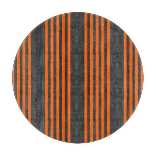 Planche À Découper Motif à cinq bandes orange et charbon de bois