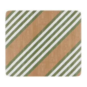 Planche À Découper Motif à cinq bandes vert olive et blanc avec bronz