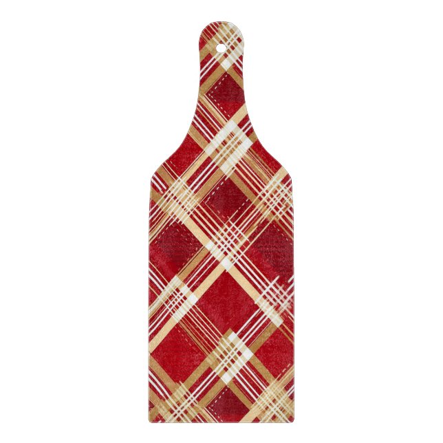 Planche À Découper Motif à plis blanc et rouge diagonale moderne (Devant)