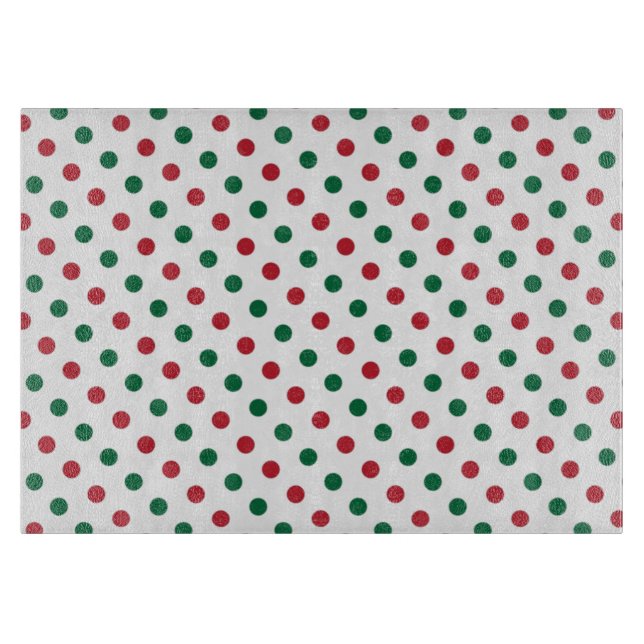 Planche À Découper Motif à points Polka de Noël rouge et vert (Devant)