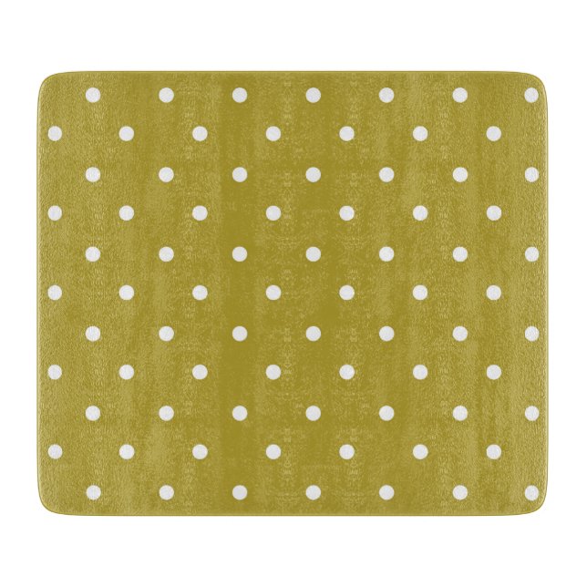 Planche À Découper Motif à pois blancs jaune moutarde (Devant)