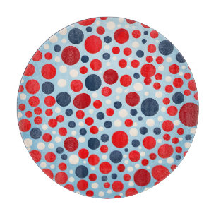 Planche À Découper Motif à pois rouge bleu