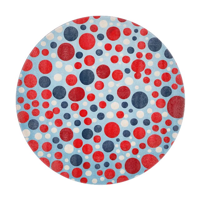 Planche À Découper Motif à pois rouge bleu (Devant)