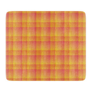 Planche À Découper Motif abstrait à carreaux rouges et jaunes
