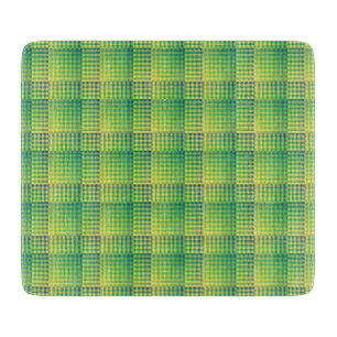 Planche À Découper Motif Abstrait à Damier Vert Bleu