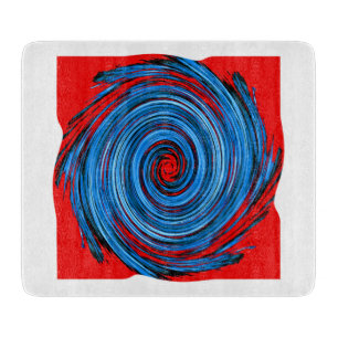 Planche À Découper Motif Abstrait Blue Red Swirl