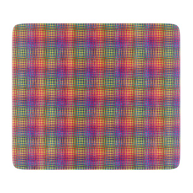 Planche À Découper Motif Abstrait Coloré Damier (Devant)