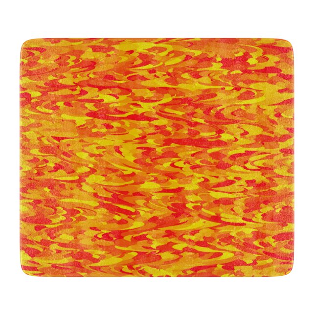 Planche À Découper Motif Abstrait orange rouge jaune (Devant)