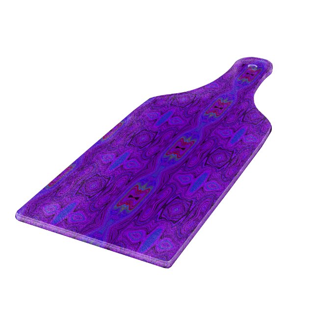 Planche À Découper Motif Abstrait Rétro Violet et Bleu Royal (Coin)