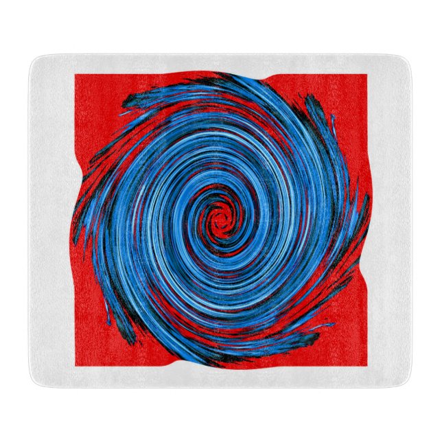 Planche À Découper Motif Abstrait Tourbillon Bleu Rouge (Devant)
