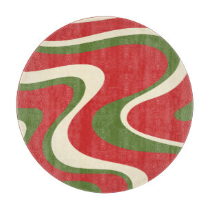 Planche À Découper Motif Abstrait Tourbillonnant de Noël Rétro Groovy